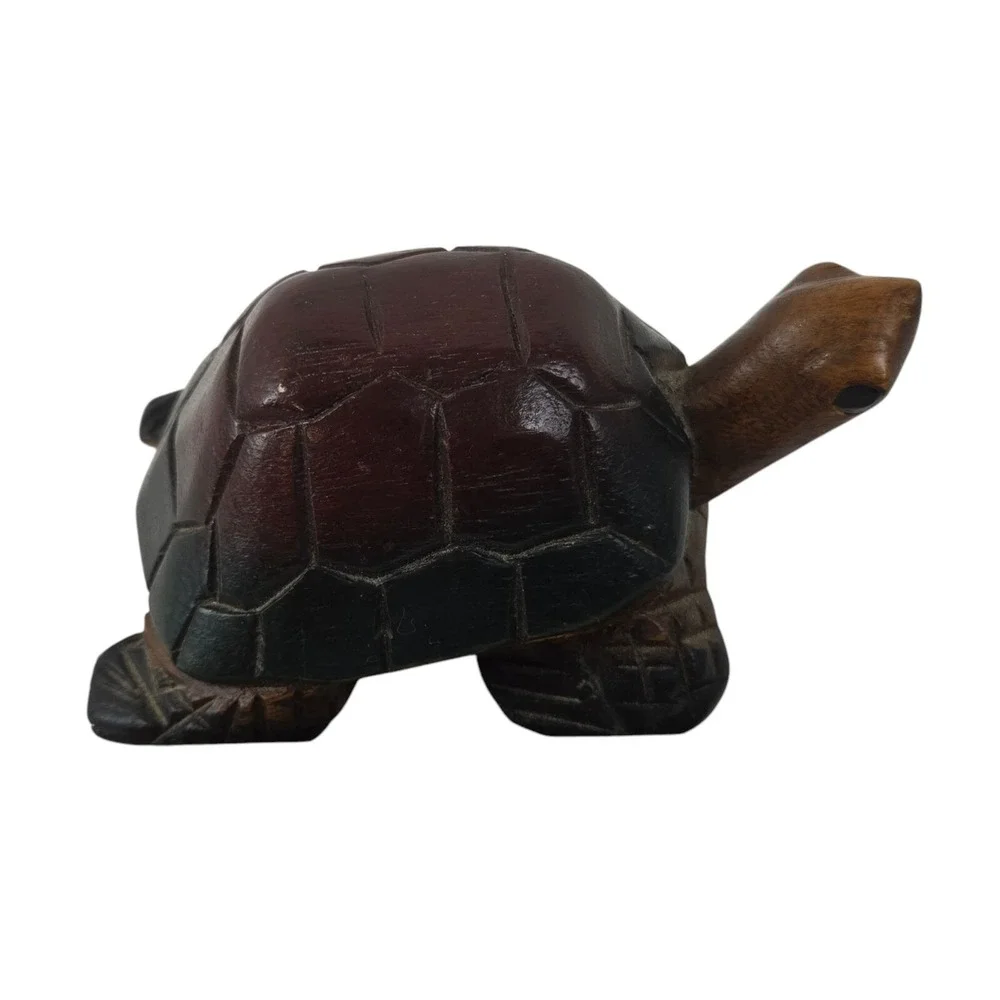 Hand‎ Carved Wood Sea Turtle Folk Art Shelf Sitter 5x3x2.5
